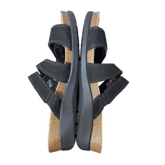 Clarks Calenne Maye Women's Black Leather Wedge Slide Sandals Two Straps Size 11 - Picture 9 of 14